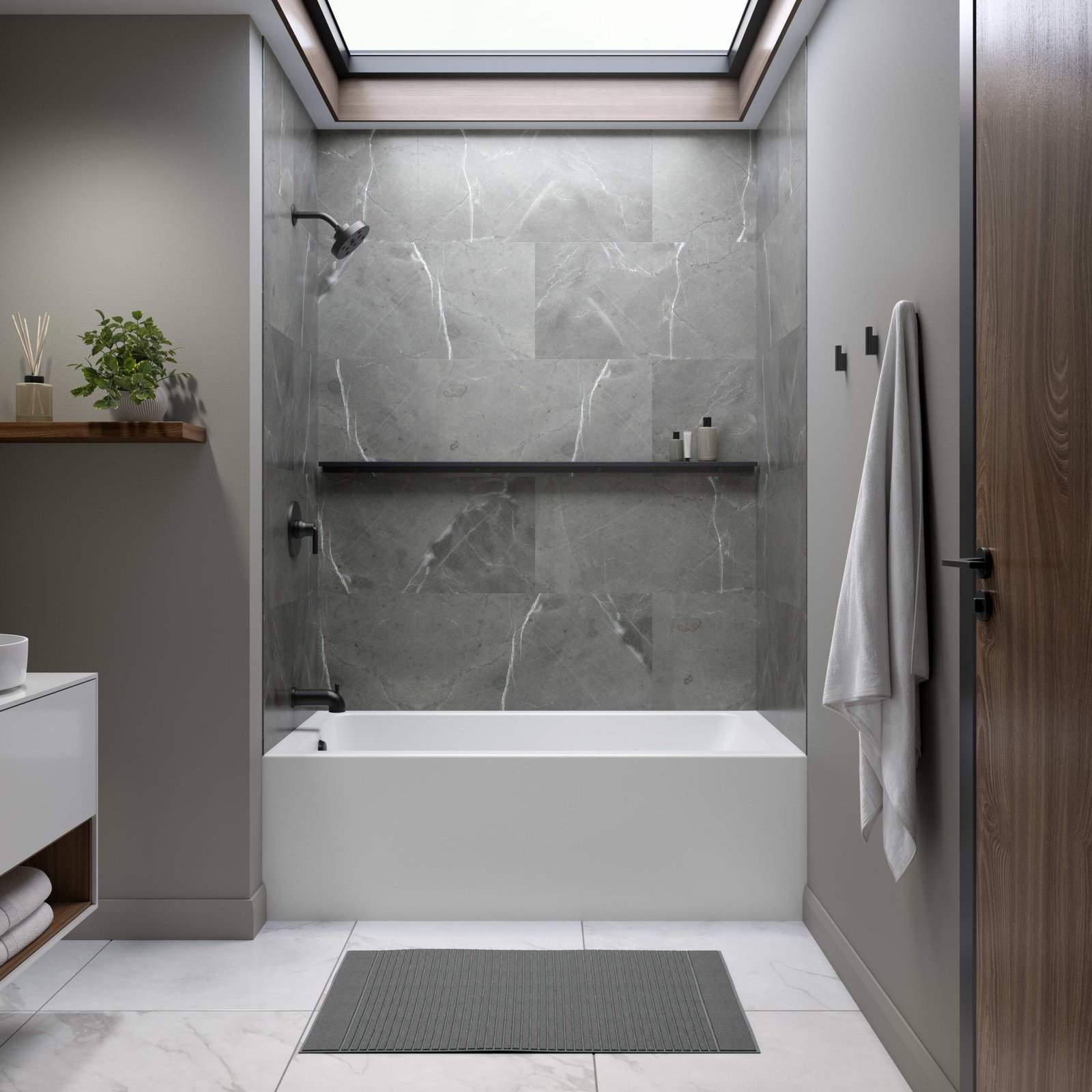 Pia 3260 IFS AFR Acrylic Alcove Left-Hand Drain Bathtub in White