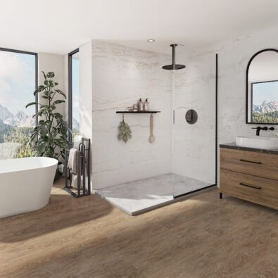 Pietra 6032 Stone Composite Shower Base in Concrete