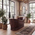 Pristina 6734 AFR Antique Copper Freestanding Double Slipper Center Drain Bathtub