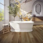 Vantaa 7132 AFR Solid Surface Freestanding Center Drain Bathtub in Matte White