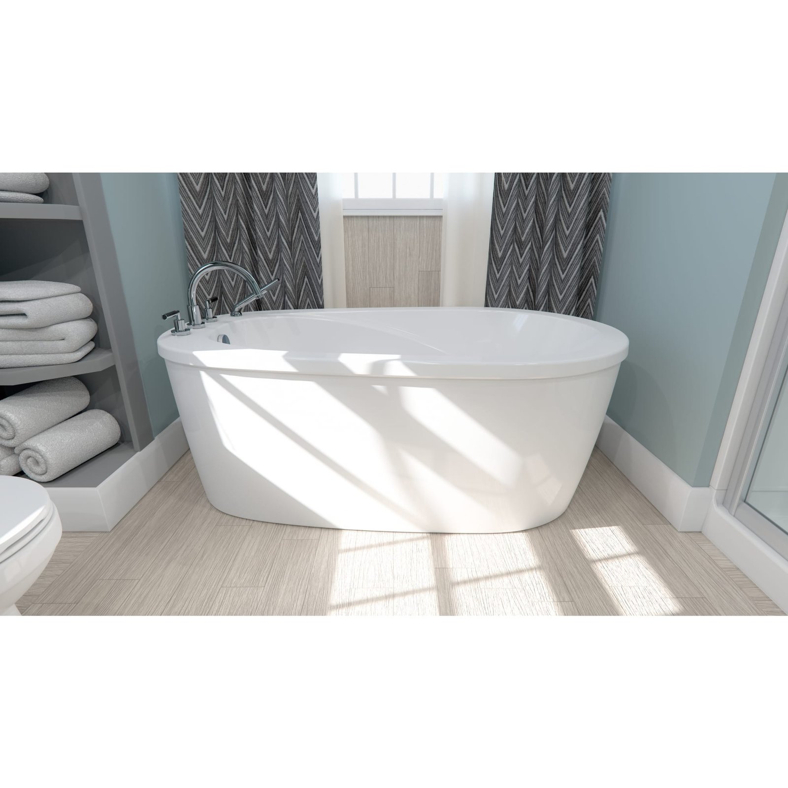 Vapora F2 6636 Acrylic Freestanding End Drain Mass-Air Bathtub in White