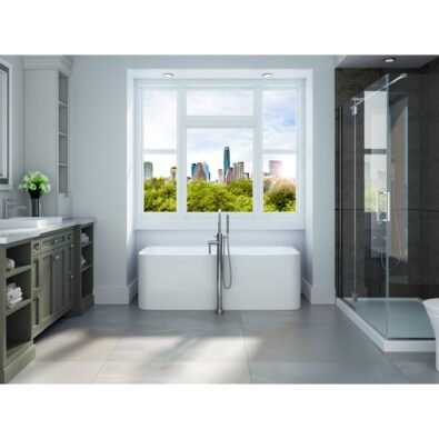 Belgrade 3260 AFR Acrylic Wall-Mount Freestanding Center Drain Air Bathtub in White