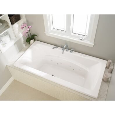 Believe 6642 Acrylic Drop-In Center Drain Whirlpool Bathtub in White