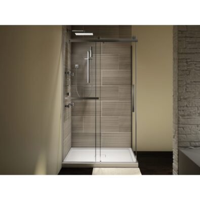 Exalt 60 x 32 x 78 in. 8 mm Sliding Shower Door for Corner Installation with Clear glass in Matte Black