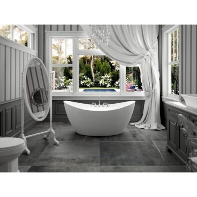 Murano F1 3460 AFR Acrylic Freestanding Center Drain Air Bathtub in White