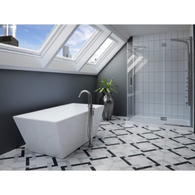 Prague F1 3266 AFR Acrylic Freestanding Center Drain Bathtub in White