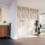 Louvart 34 x 79 3/4 in. 8mm Framed Shower Screen with Clear Glass in Brushed Gold