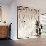 Louvart 34 x 79 3/4 in. 8mm Framed Shower Screen with Clear Glass in Matte Black