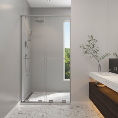 Solani 45 - 47 1/2 x 79 3/4 in. 8mm Bypass Shower Door for Alcove Installation with Clear Glass in Chrome