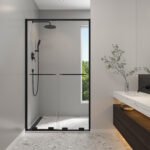 Solani 45 - 47 1/2 x 79 3/4 in. 8mm Bypass Shower Door for Alcove Installation with Clear Glass in Matte Black