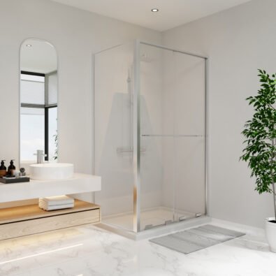 Solani 48 x 36 x 79 3/4 in. 8mm Bypass Shower Door for Corner Installation with Clear glass in Chrome