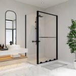 Solani 48 x 36 x 79 3/4 in. 8mm Bypass Shower Door for Corner Installation with Clear glass in Matte Black