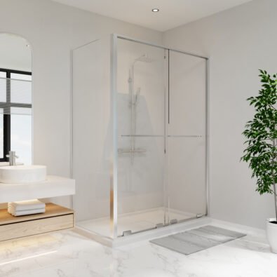 Solani 60 x 36 x 79 3/4 in. 8mm Bypass Shower Door for Corner Installation with Clear Glass in Chrome