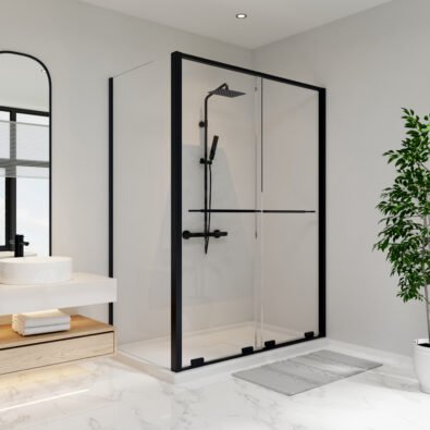 Solani 60 x 36 x 79 3/4 in. 8mm Bypass Shower Door for Corner Installation with Clear Glass in Matte Black