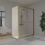 Solani Return Panel for 36 in. Base with Clear glass in Brushed Gold