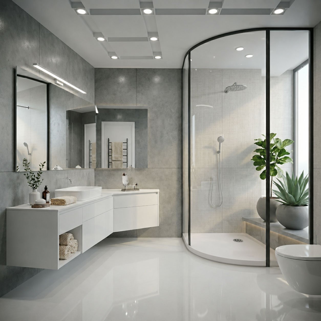 round Shower Base in White with center drain