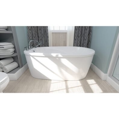 Vapora F2 3672 Acrylic Freestanding End Drain Mass-Air & Activ-Air Bathtub in White
