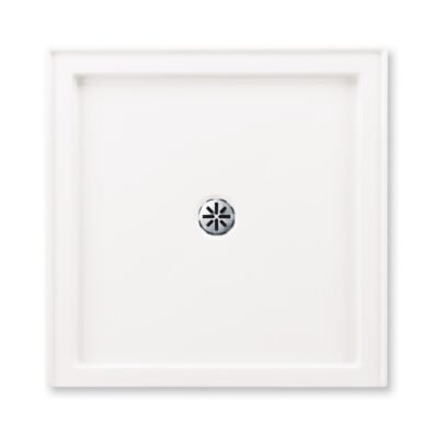 Zen 3636 Acrylic Corner Shower Base in White with Center Drain