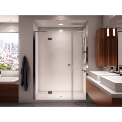 Zen 4836 Acrylic Alcove Shower Base in White with Center Drain